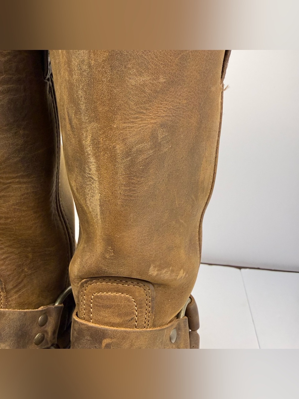 Frye Harness 12r Leather Motorcycle Boots Medium Brown - Picture 11 of 15